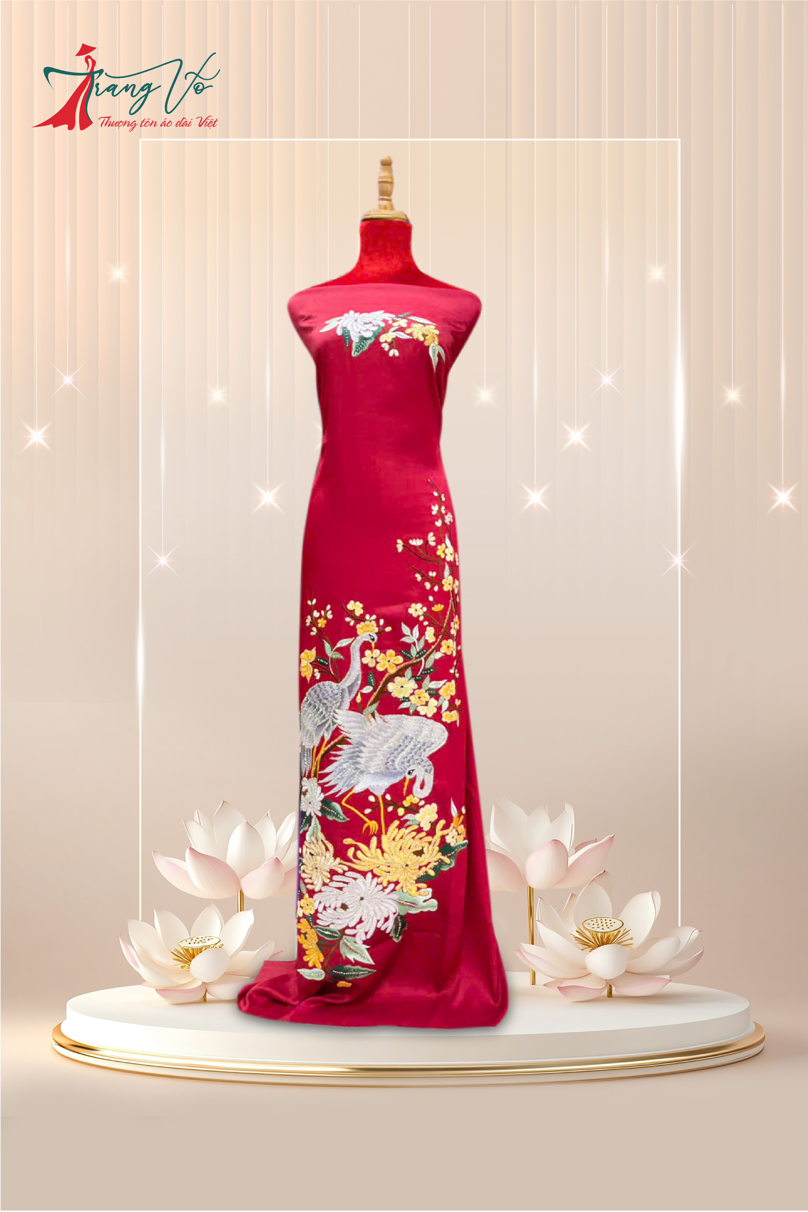 LỤA ÁNH SAO THÊU LẮC TAY SẮC ĐỎ #29102403